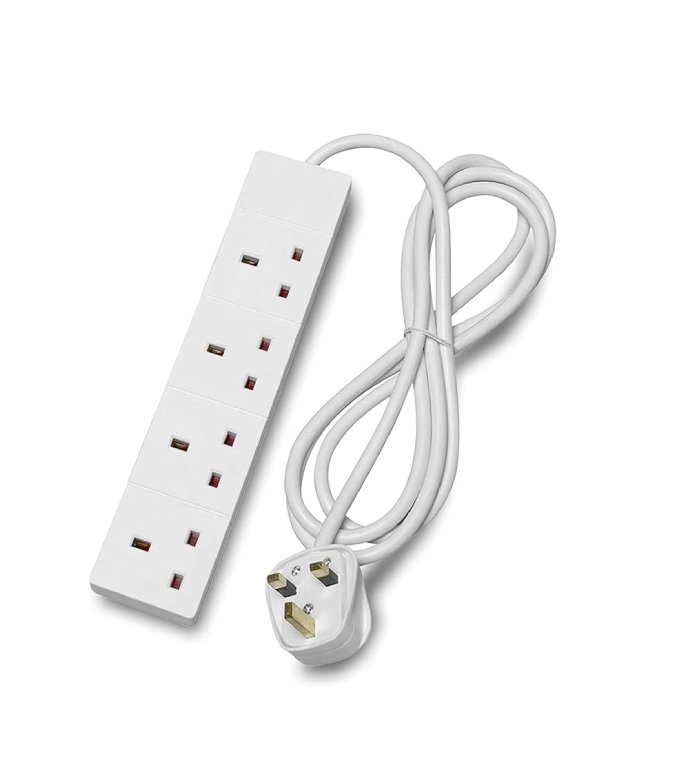 STATUS 4 Way Socket Extension Lead, 1m Cable Multi-Plug Power Strip for Home, (4WS1M20)