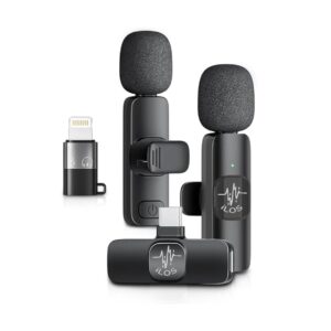 ILOS Wireless Lavalier Microphone for iPhone & Android Clip-On Mic, Noise Reduction, 65ft Range, 8H Battery, Bluetooth, Plug & Play - Ideal for Vlogging, YouTube, Podcasts, Interviews