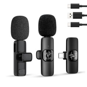 ILOS Wireless Lavalier Microphone for Android Clip-On Mic, Noise Reduction, 65ft Range, 8H Battery, Bluetooth, Plug & Play - Ideal for Vlogging, YouTube, Podcasts, Interviews