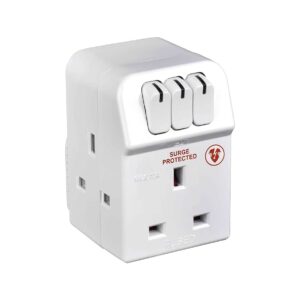 Masterplug Three Socket Surge Protected Adaptor with Individual Switches