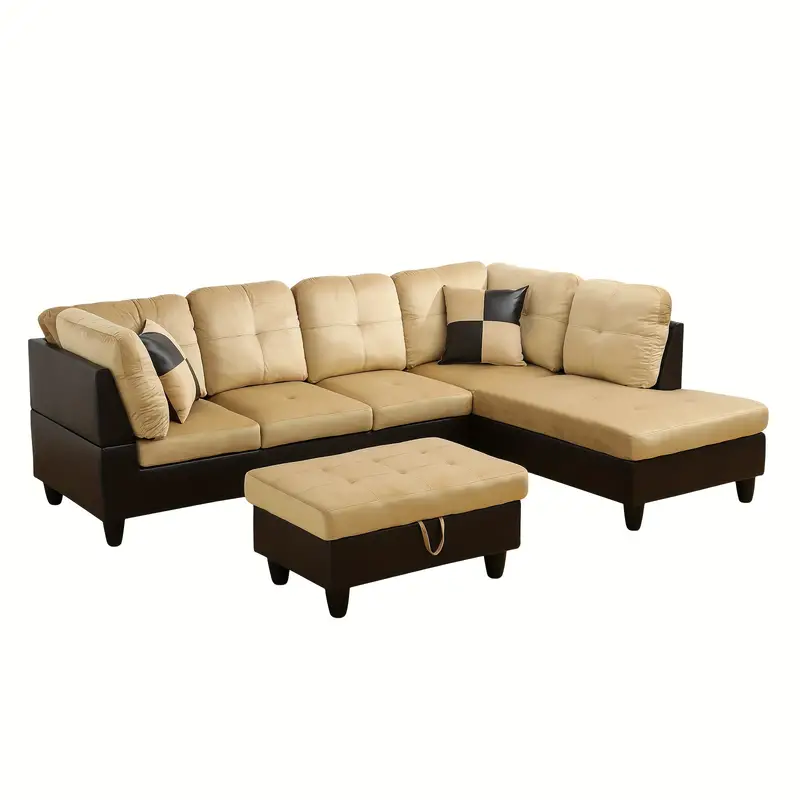 Sectional Sofa Set for Living Room, L Shape Sectional Couch with Large Storage Ottoman for Apartment, Living Room Furniture Set for Home, Right Hand Facing for Living Room, Apartment, Office