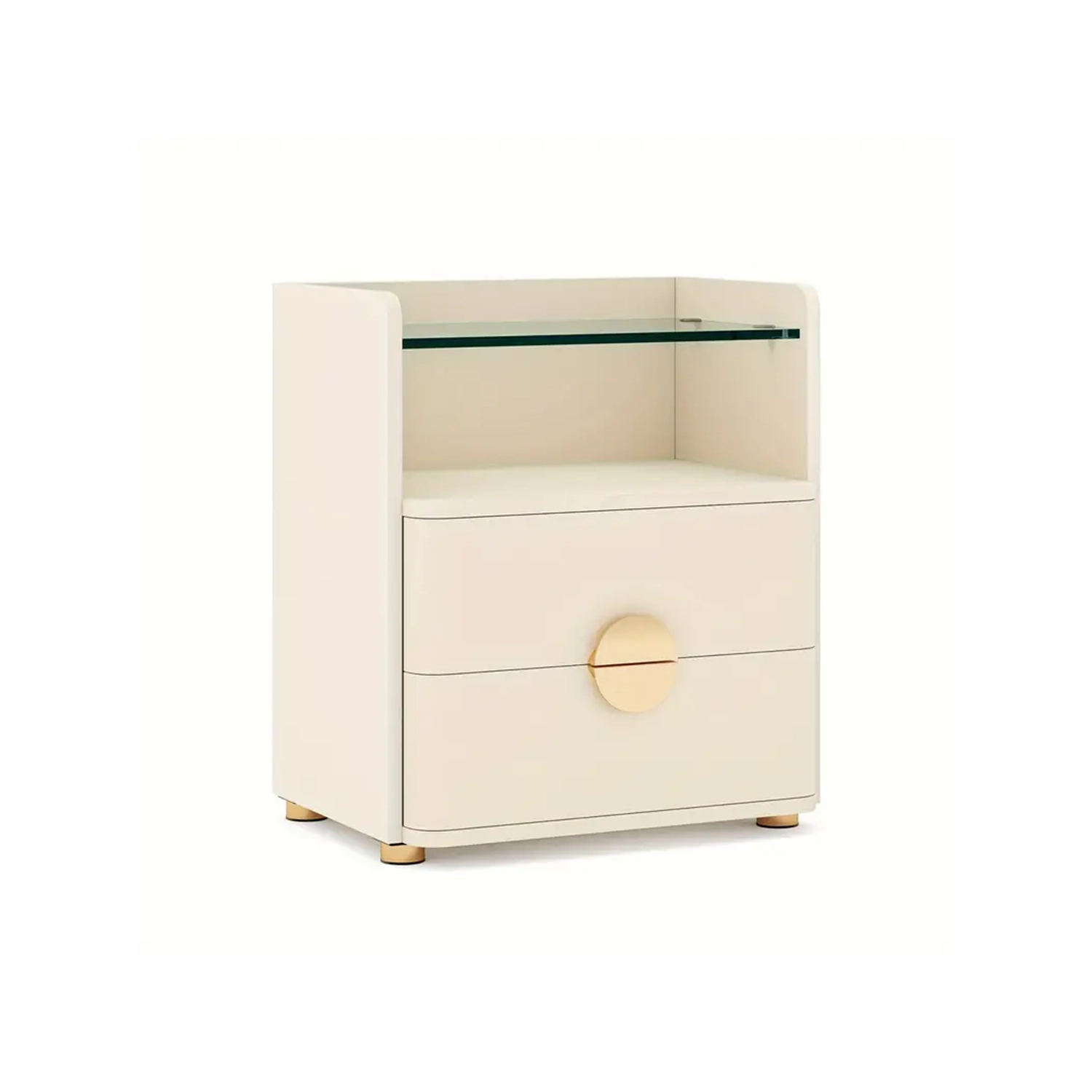 2-Drawer Modern Night Stand With Open Storage Space