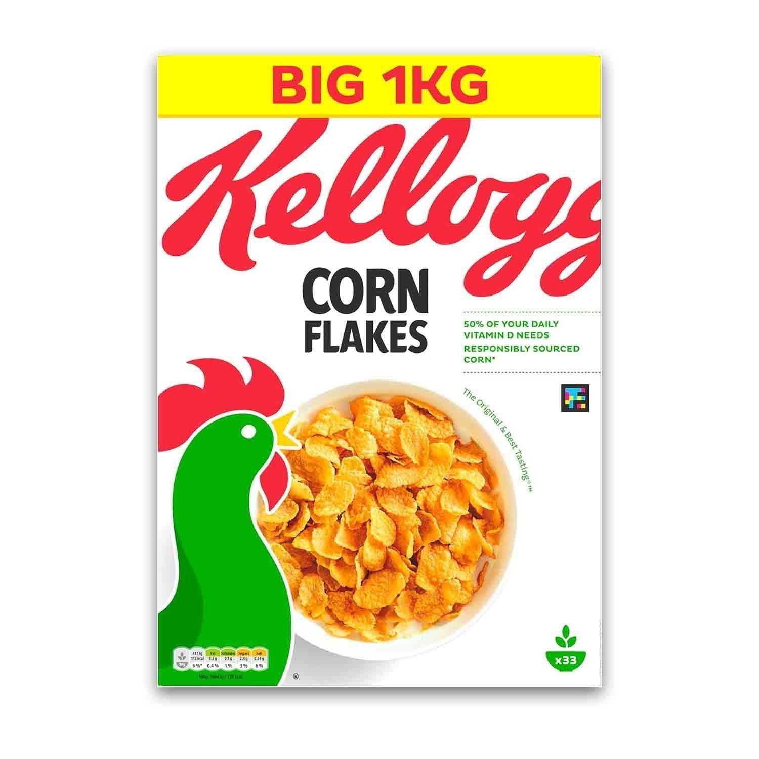 Kellogg's Corn Flakes Breakfast Cereal, 1kg