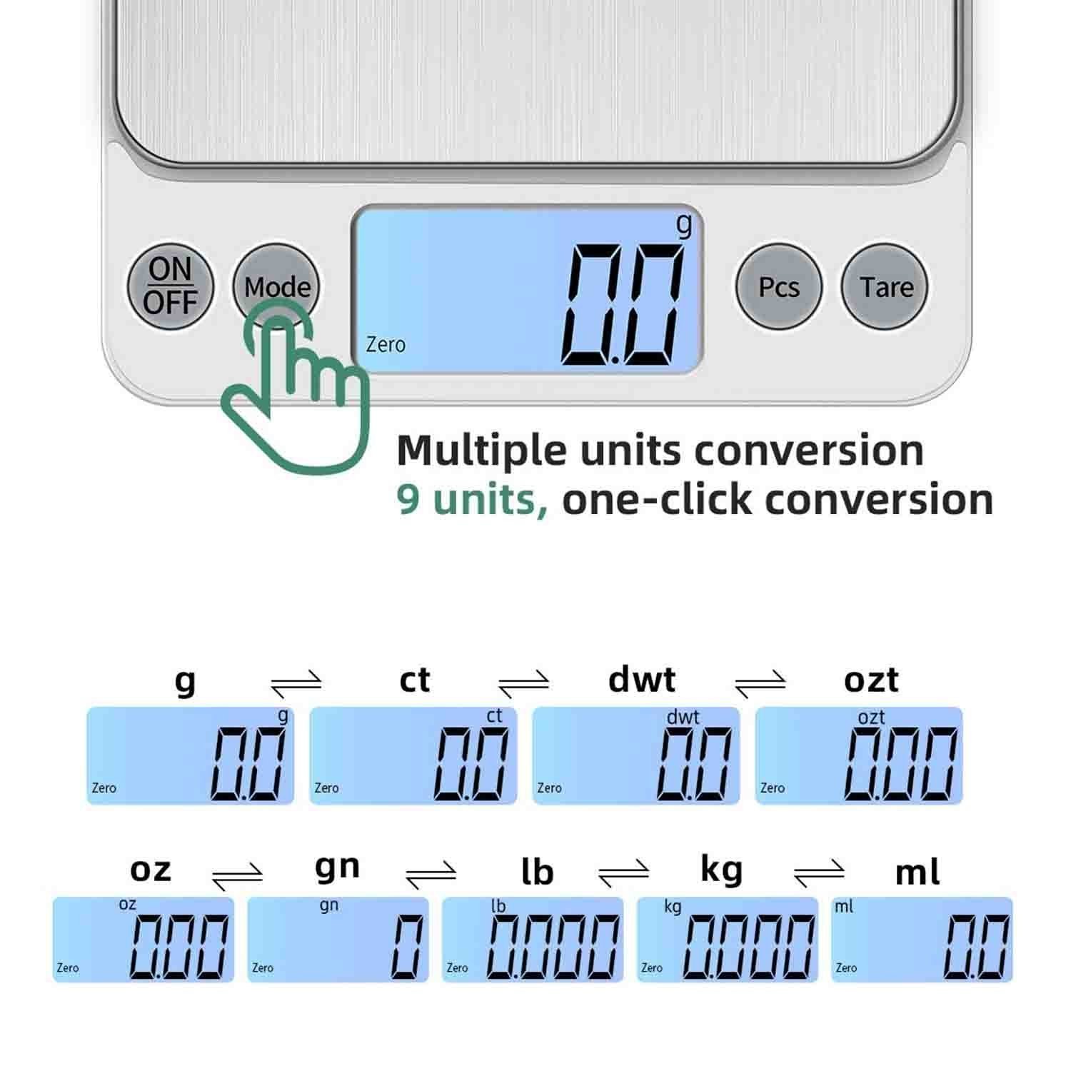 KUBEI Upgraded Larger Size Digital Food Scale Weight Grams and OZ, 5kg/0.1g Kitchen Scale for Cooking Baking, High Precision Electronic Scale with LCD Display - Image 2