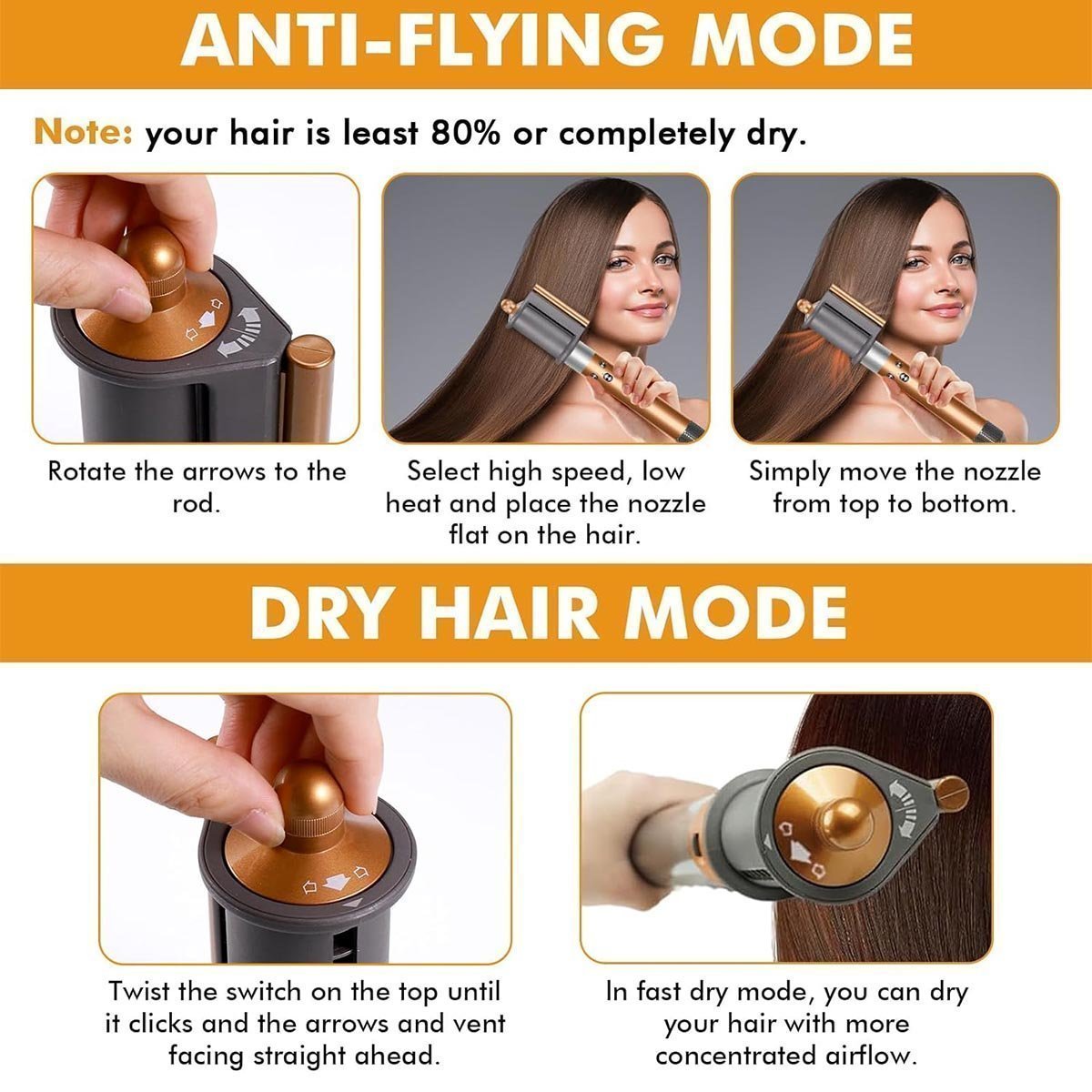 Hair Dryer for Dyson Hair Dryer Attachments with 2 Modes, Smoothing Dryer Accessories for Dyson Flyaway Attachment HS01 HS05 - Image 4