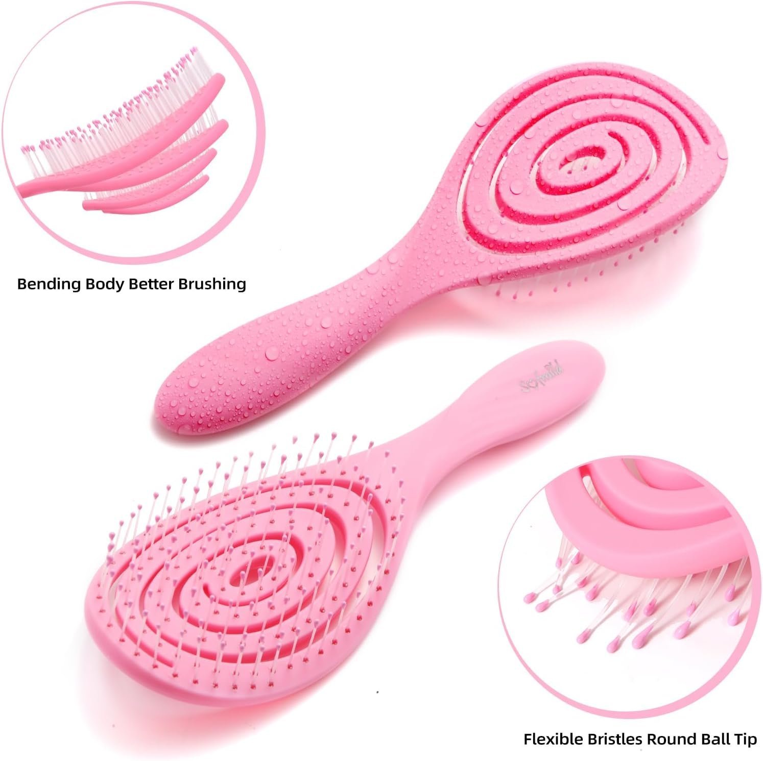 Hair Brush, 2 Pcs Detangling Brush 100% Bio-Friendly Detangler Brush with Soft Bristles for Curly, Straight, Black Natural, Women, Men - Image 2