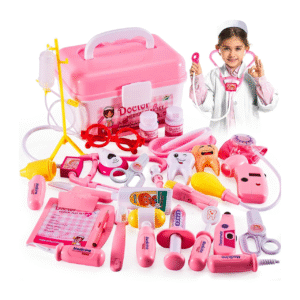 HERSITY Kids Doctors Kit Toy Medical Playset Nurses Costume Role Play Dentist Set with Carry Case Gifts for 3 4 5 6 Years Old Girls