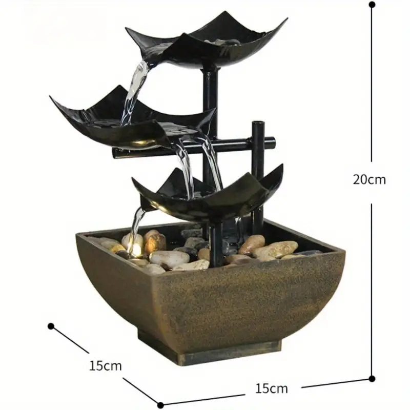 USB powered metal waterfall fountain - rural style desktop decoration with soothing sound, suitable for indoor desktop fountains in homes and offices - Image 2
