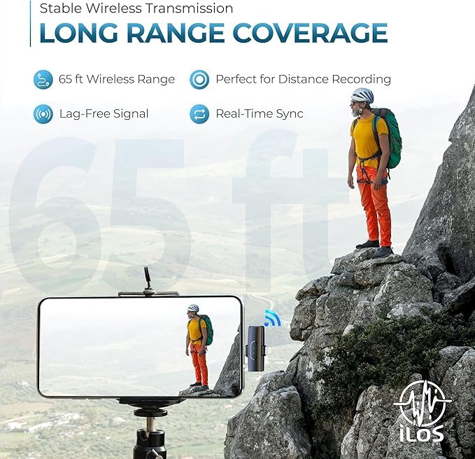 Wireless Lavalier Microphone for iPhone & Android – Dual Interface Mic with Noise Reduction, 65ft Range, 7H Battery, Omnidirectional Sound – Clip-on Mic for YouTube, Vlogging, Interviews, Podcasts - Image 4