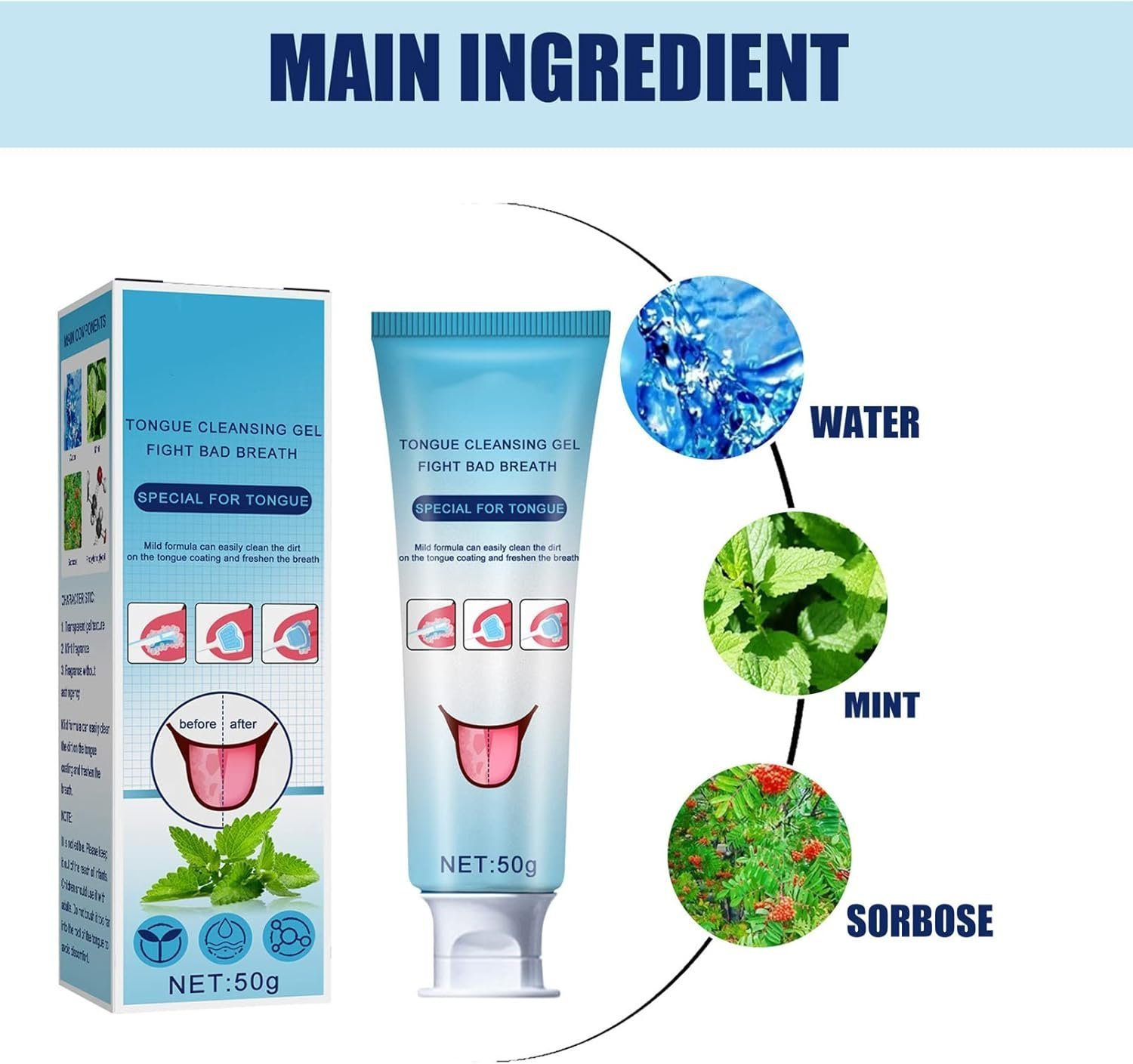 Tongue Cleaner Gel with Tongue Brush, Tongue Scraper, Tongue Cleaner Kit - Image 4