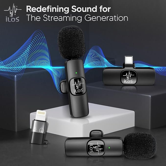 ILOS Wireless Lavalier Microphone for iPhone & Android Clip-On Mic, Noise Reduction, 65ft Range, 8H Battery, Bluetooth, Plug & Play - Ideal for Vlogging, YouTube, Podcasts, Interviews - Image 4