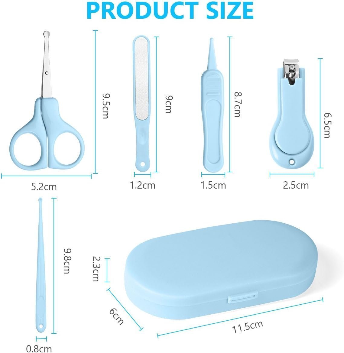 Vicloon Baby Nail Kit, 5-in-1 Baby Nail Care Set, Baby Nail Care Tool, Baby Manicure Set Includes Nail Clippers, Scissor, Earpick, Nail File and Tweezer for Newborn Infant Toddler - Image 2