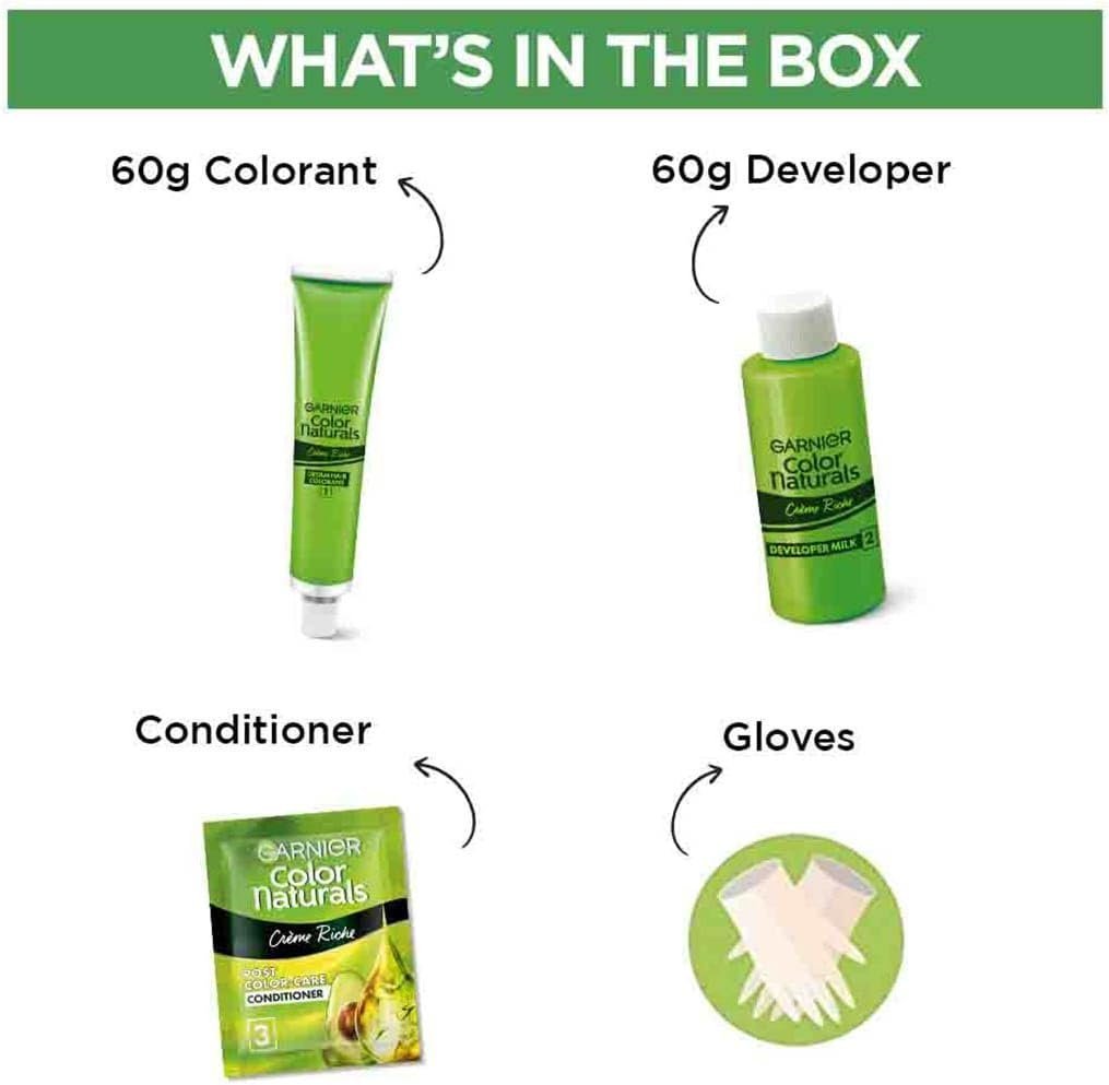 Garnier Color Naturals Crème hair color, Shade 4 Brown, 70ml + 60g - Image 2