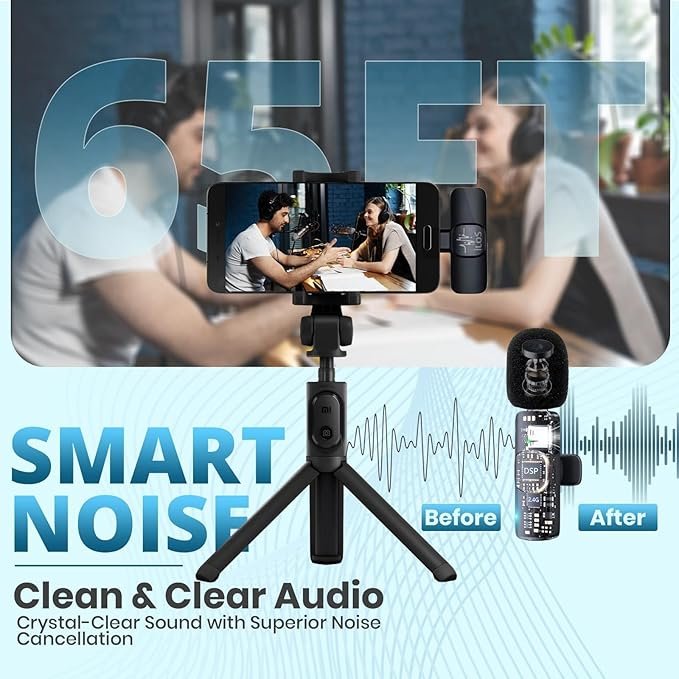 ILOS Wireless Lavalier Microphone for iPhone & Android Clip-On Mic, Noise Reduction, 65ft Range, 8H Battery, Bluetooth, Plug & Play - Ideal for Vlogging, YouTube, Podcasts, Interviews - Image 6