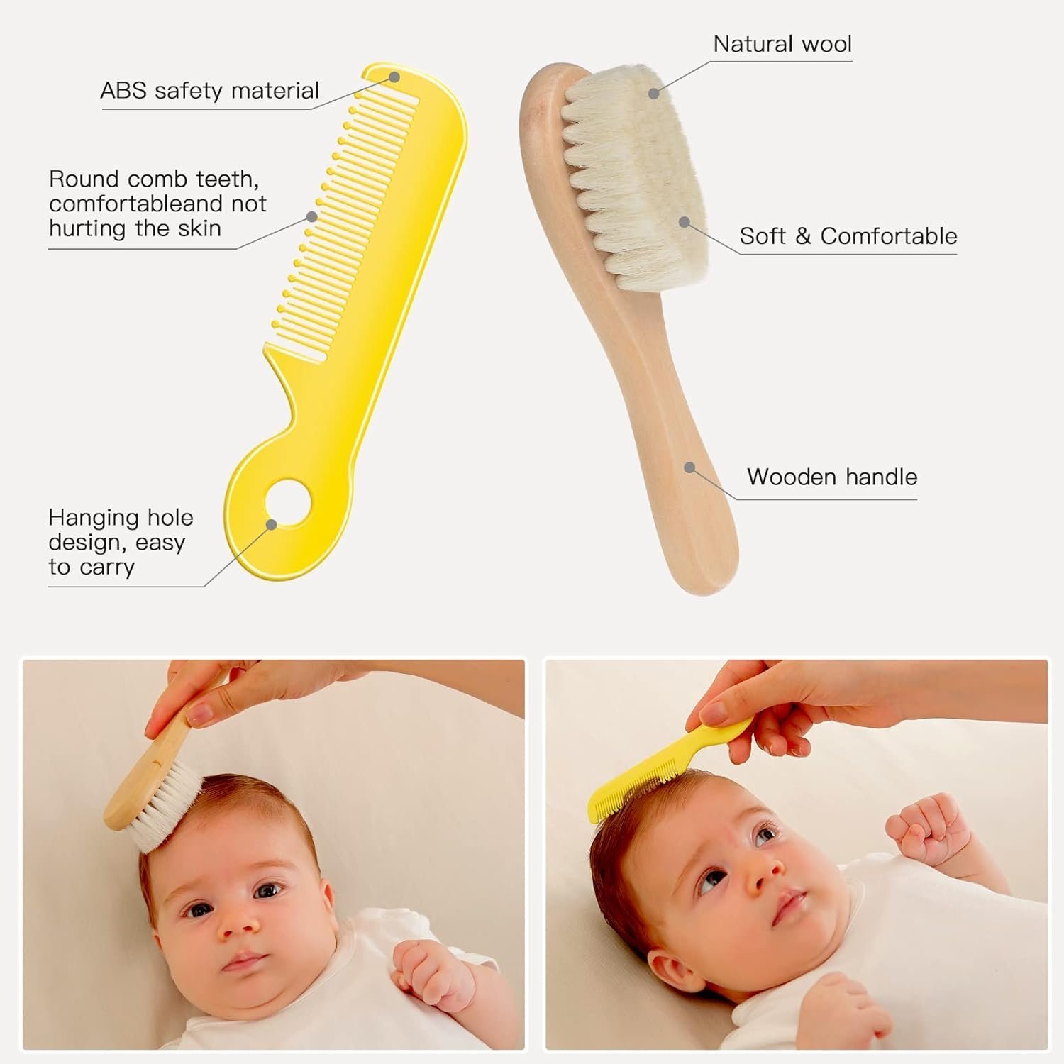 PewinGo Baby Healthcare and Grooming Kit & Newborn Baby Care Accessories, Set 10 in 1 with Soft Goat Bristles Hair Brush Nail Clipper Nasal Aspirator etc - Image 2