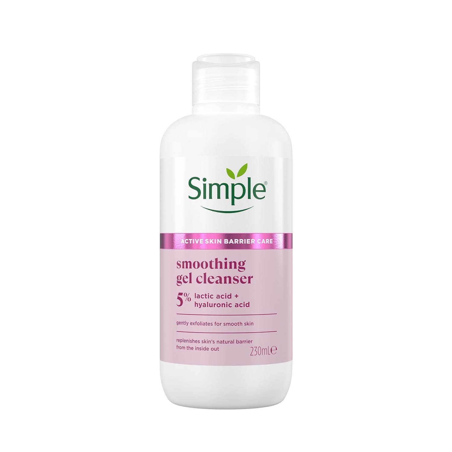 Simple Smoothing Gel Cleanser Face Cleanser - with 5% Lactic Acid and Hyaluronic Acid 230 ml