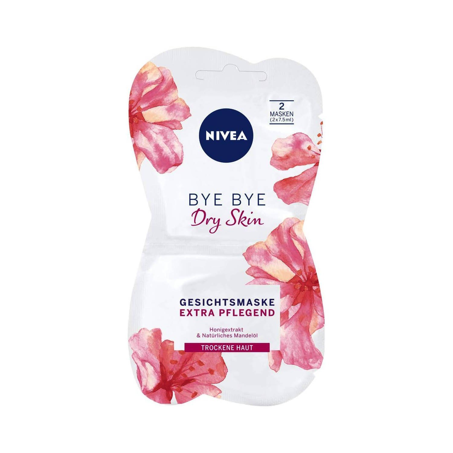 NIVEA Bye Bye Dry Skin Face Mask, Intensive Face Care Mask for Dry Skin - (2 x 7.5 ml)