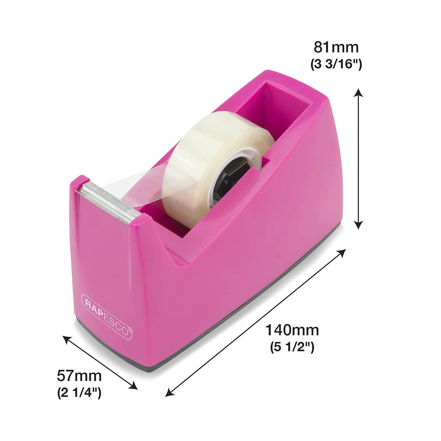 Rapesco 1621 300 Tape Dispenser and 4 Tape Rolls, Hot Pink - Image 2