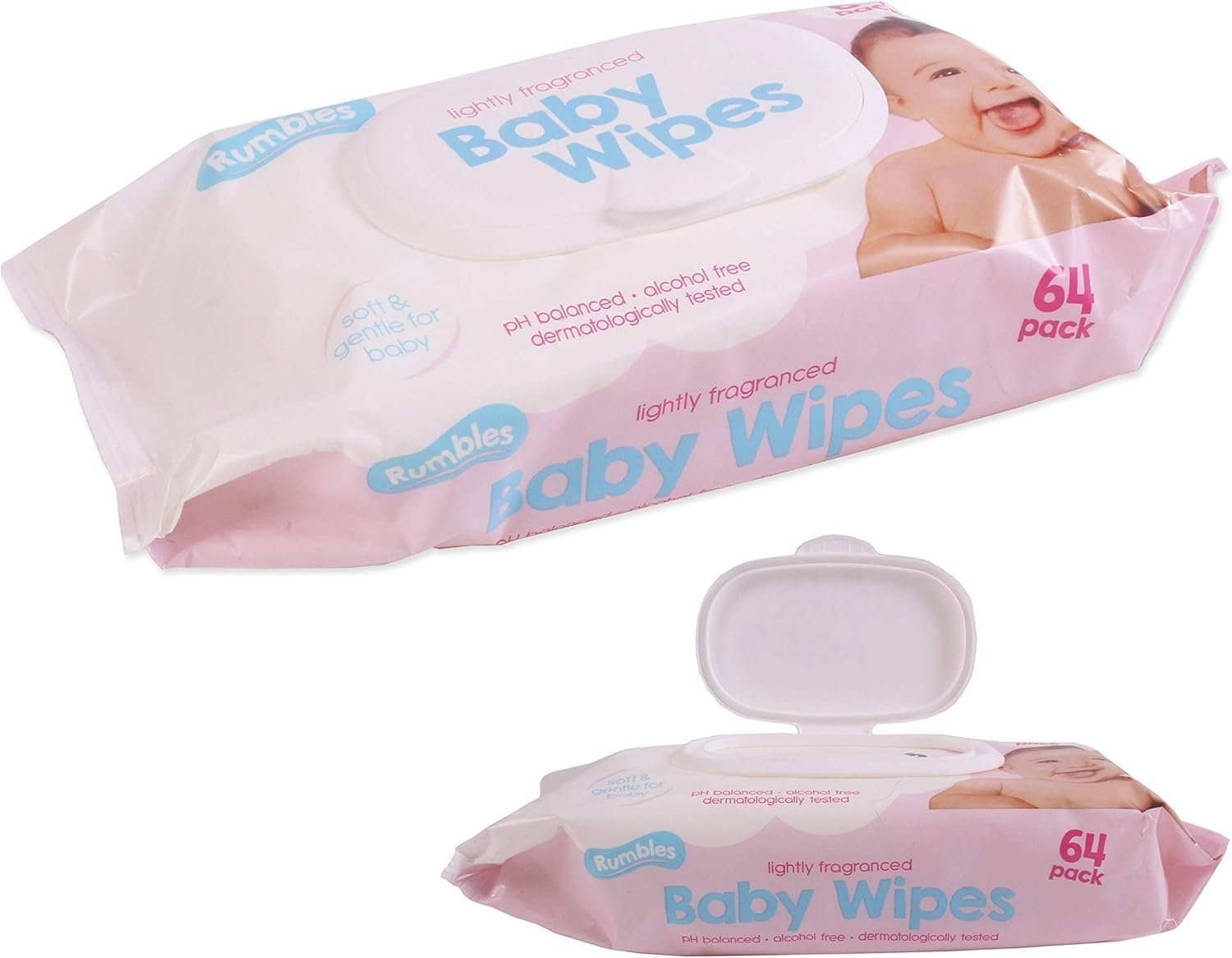 RUMBLES Fragranced Baby Wipes | 128 Pack of Baby Wet Wipes | Lightly Scented, Dermatology Tested, Alcohol Free & PH Balanced Baby Wipes | Gentle for Soft Skin - Image 3