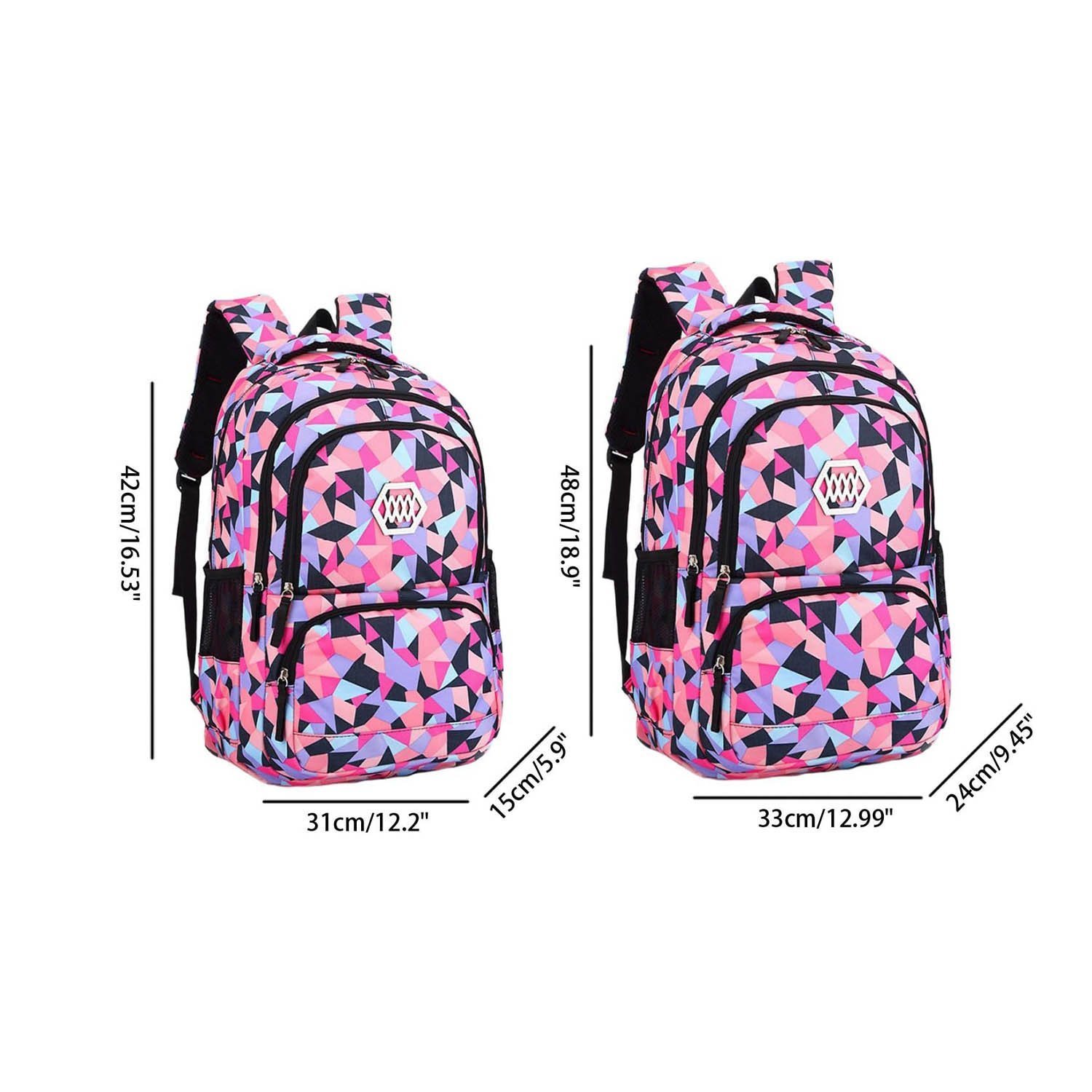 SellerFun Girl Geometric Printed Primary Junior High University School Bag Bookbag Backpack 19L - Image 2