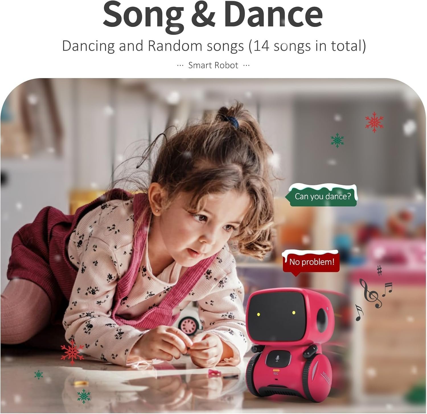 GILOBABY Kid Intelligent Robot Toys, Voice Control &Touch Sense, Children Smart Robotic Toys for Girls, Toys Gift for 3 Years Old Up Girls Boys Birthday, Dance &Sing &Walk, Recorder &Speak Like You - Image 4