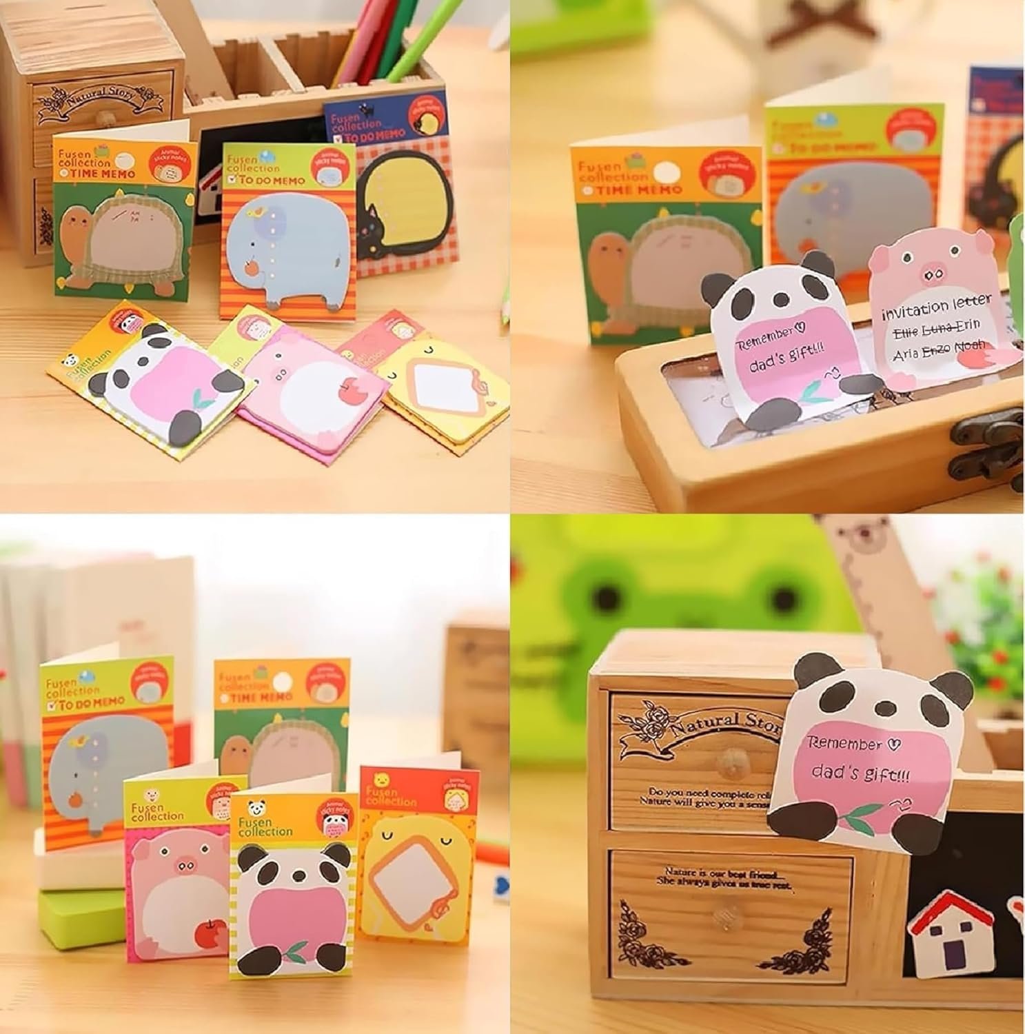 SPEPY 40 Pcs Cute Sticky Notes Set, Cartoon Animals Sticky Notes - Student Class Gifts(8 Styles) - Image 5