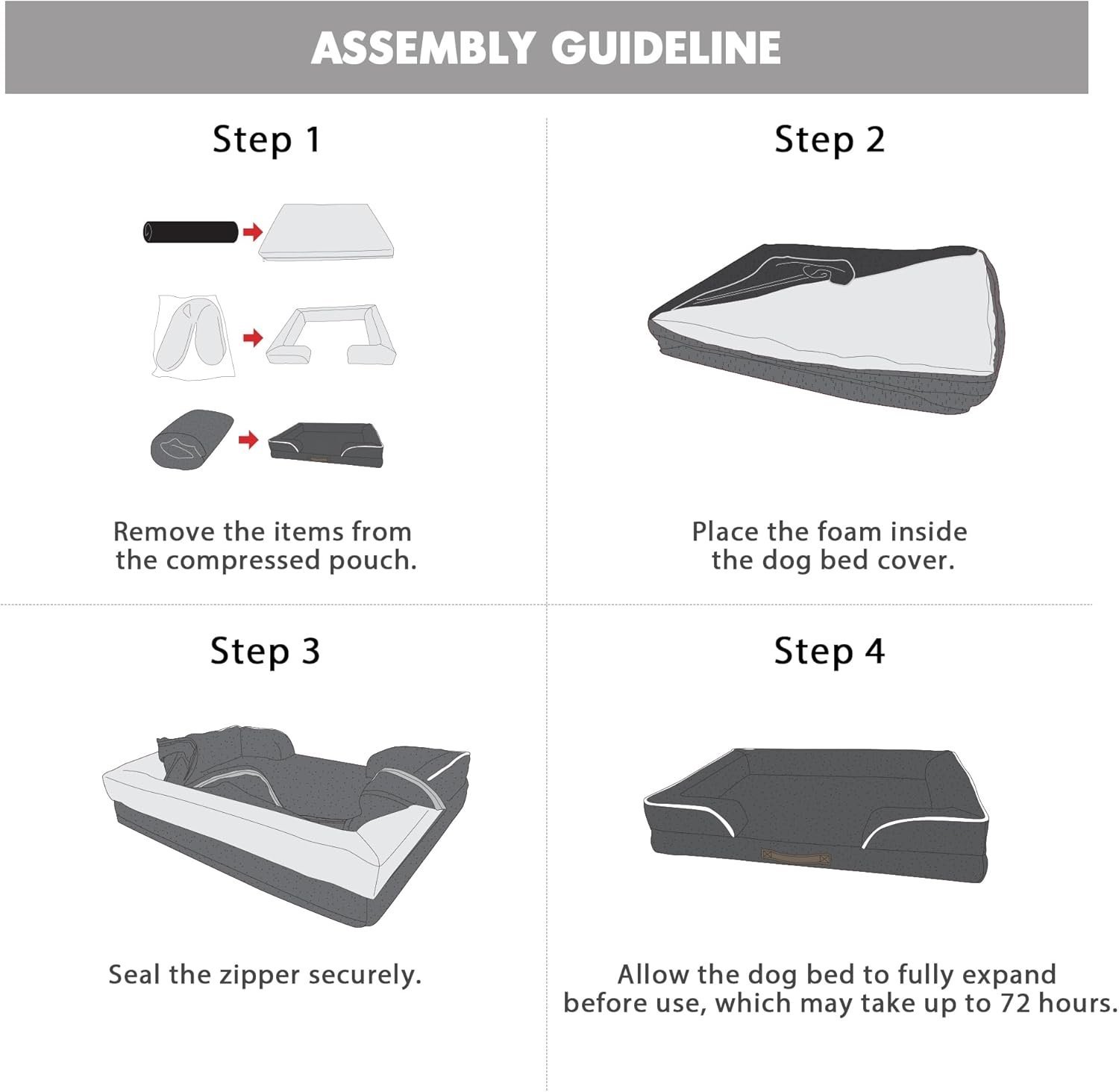 XL Orthopedic Dog Couch Bed for Large Size Dogs, Washable & Waterproof, Memory Foam Pet Beds - Image 2