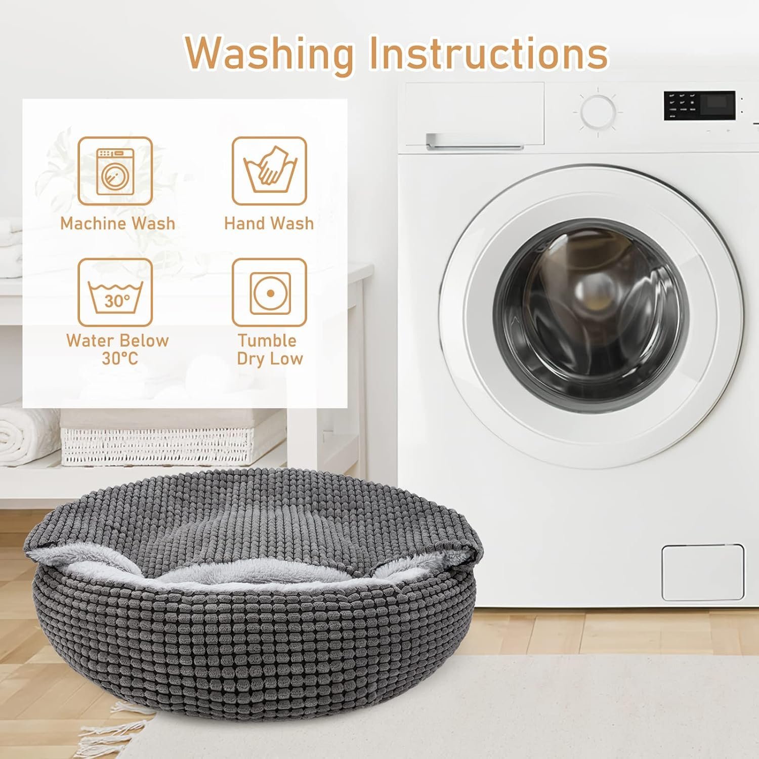 JOEJOY Round Dog Bed Calming Donut Cuddler Pet Bed for Large Medium Small Dogs Fits Up To 25/30lbs Pets - Image 5