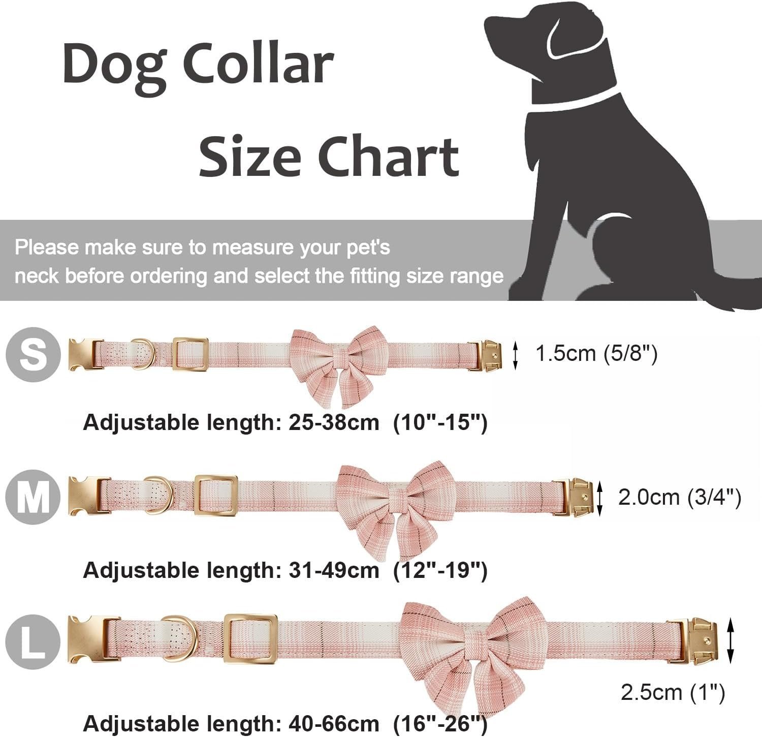 Soft Cloth Wrapped Dog Collar Plaid UK Style Collars with Removeable Bowtie for Small Dogs with Sensitive Skin,Pink - Image 6