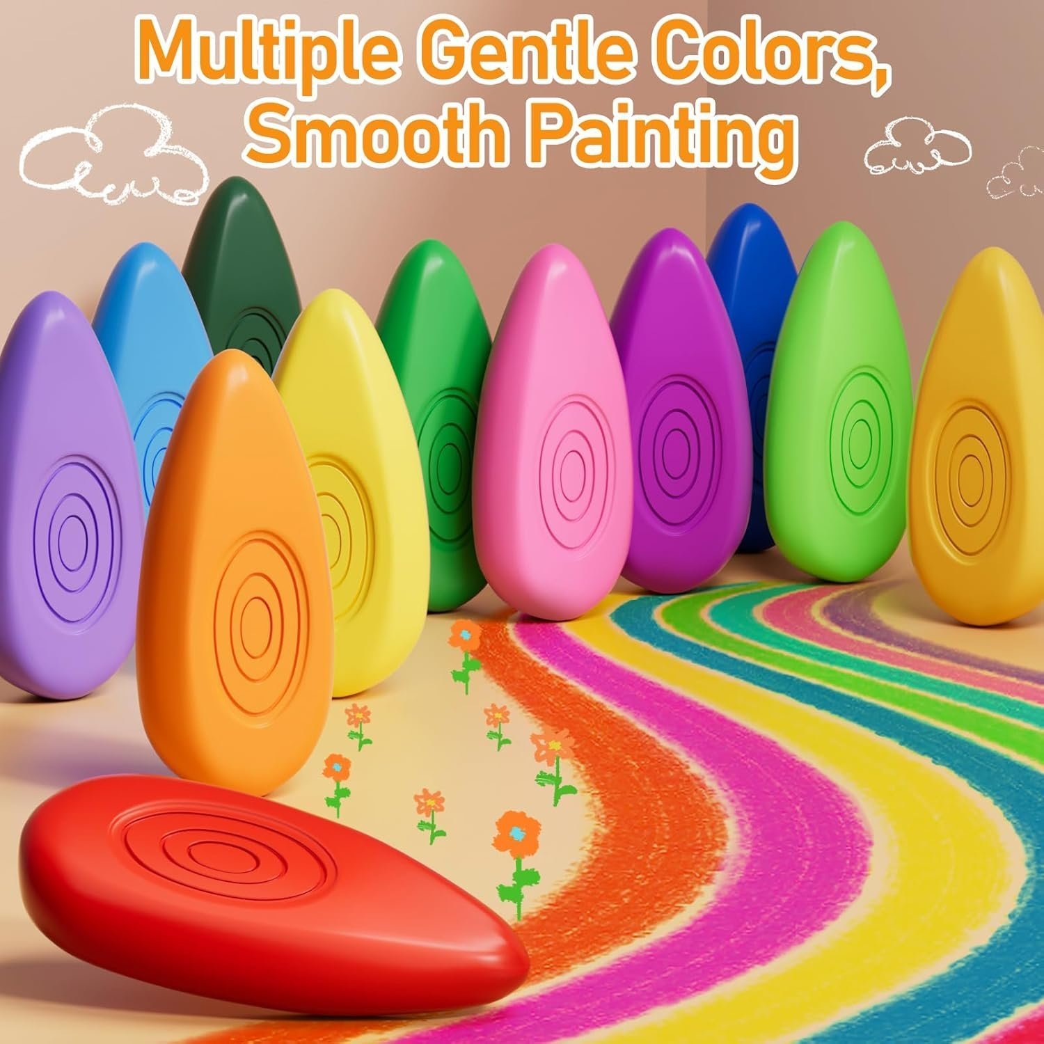 Four Candies 12 Colors Crayons for Kids, My First Jumbo Crayons for Toddlers with Easy-Grip - Image 3