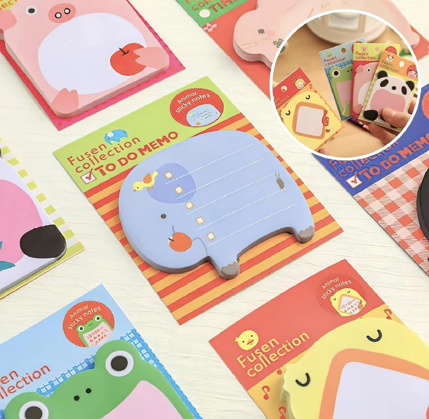 SPEPY 40 Pcs Cute Sticky Notes Set, Cartoon Animals Sticky Notes - Student Class Gifts(8 Styles) - Image 4
