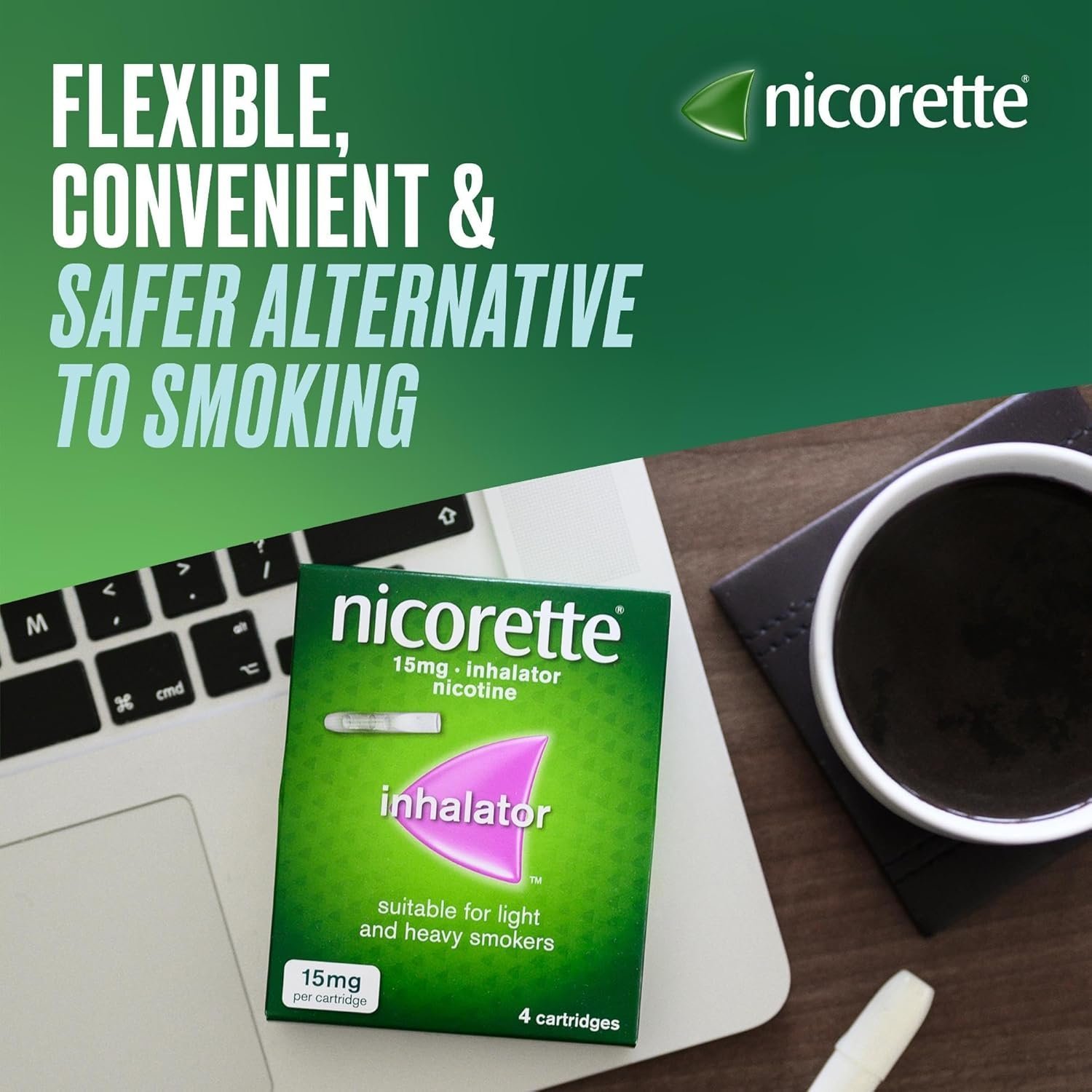 Nicorette 15mg Inhalator (20 Cartridges), Discreet & Convenient Nicotine Inhaler for Quitting Smoking - Image 2