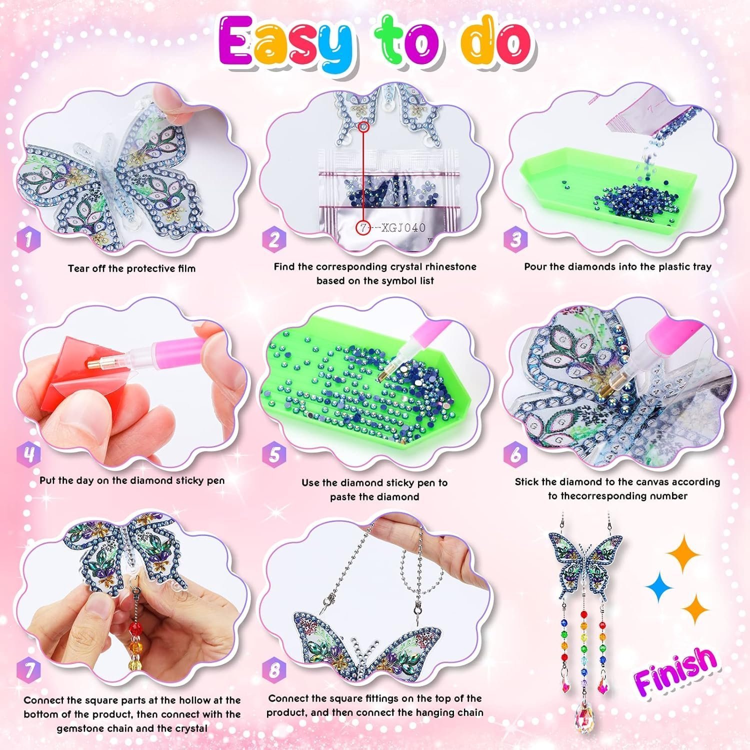 Craft Kits Gifts for 5-12 Year Old Girls Boys: Diamond Painting Wind Chimes Arts and Crafts for Kids 6-7-8-9-10 - Image 4