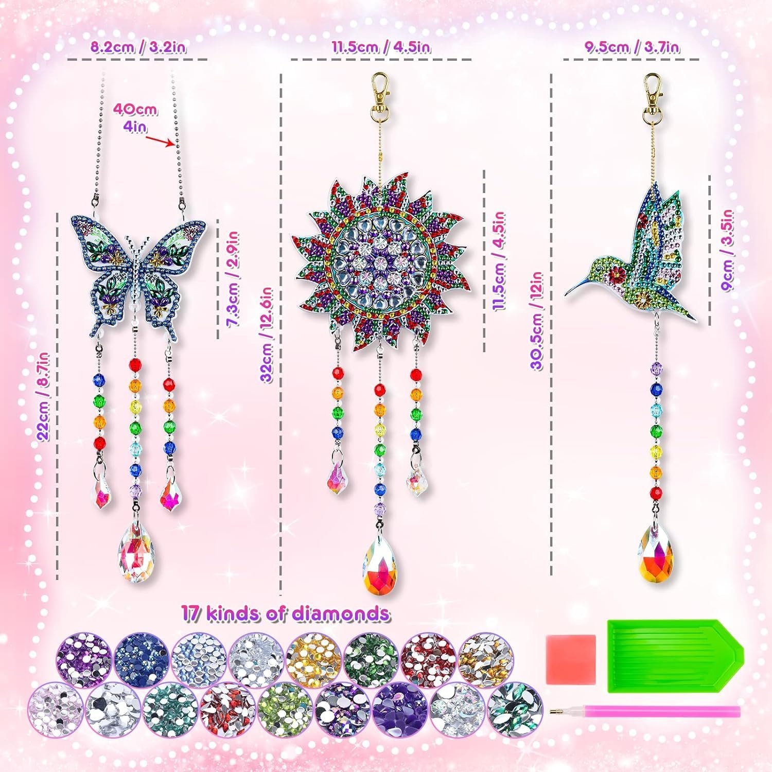 Craft Kits Gifts for 5-12 Year Old Girls Boys: Diamond Painting Wind Chimes Arts and Crafts for Kids 6-7-8-9-10 - Image 3