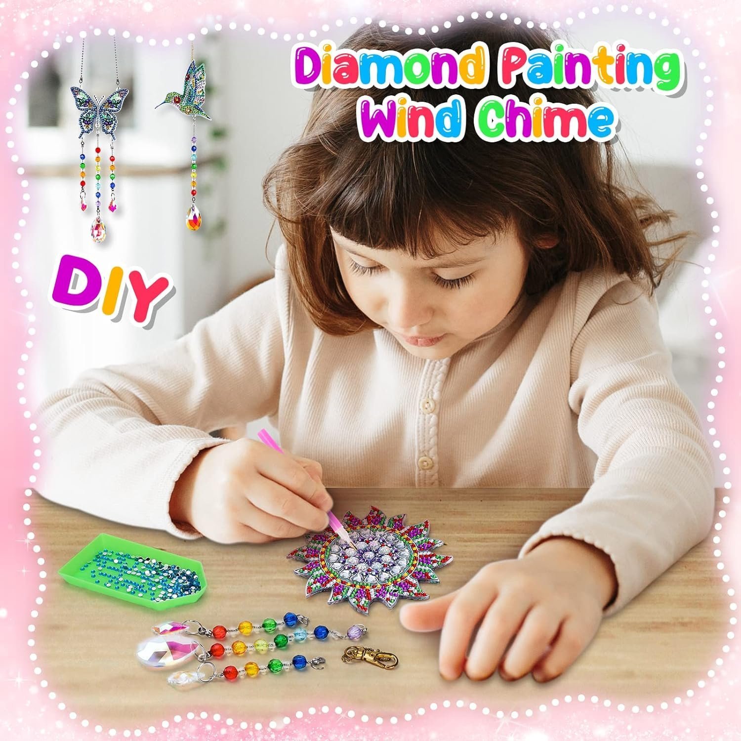 Craft Kits Gifts for 5-12 Year Old Girls Boys: Diamond Painting Wind Chimes Arts and Crafts for Kids 6-7-8-9-10 - Image 5