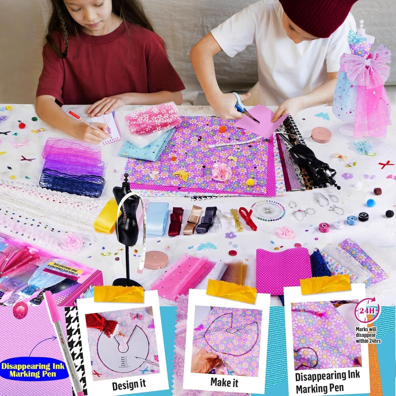 800+Pcs - Fashion Designer Kit for Girls with 6 Mannequins- Gift Present Age 6 7 8 9 10 11 12+ Visit the ONE TO FOUR Store - Image 4