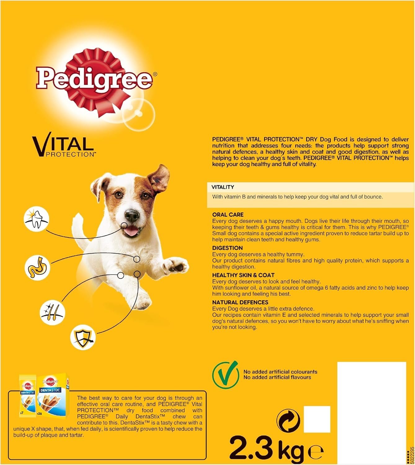 Pedigree Dog Dry Food for Small Dogs <10kg, Vital Protection with Chicken and Vegetables, 2.3kg - Image 3
