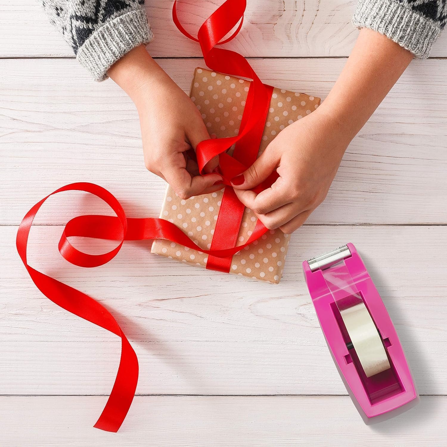 Rapesco 1621 300 Tape Dispenser and 4 Tape Rolls, Hot Pink - Image 3