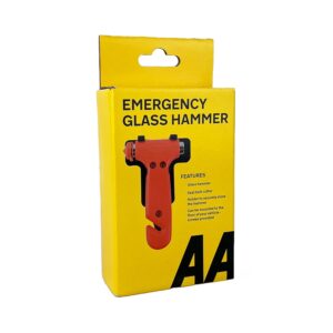 AA Emergency Car Window/Glass Hammer Seatbelt Cutter Rescue Tool AA6240 - Essential For Quick Vehicle Escape – With Mounting Screws And Bracket, Red