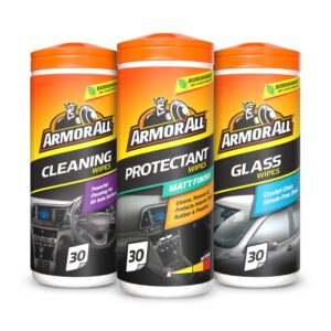 Armor All, Car Interior Cleaning Wipes, Triple Pack for Dashboard, Glass & All Around Interior, 90 Biodegradable Wipes (Set of 3x30 Plastic Free Wipes), Ideal for Car Detailing,...