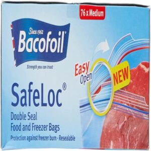 BacoFoil Safeloc Food and Freezer Medium Bags, 76 Bags