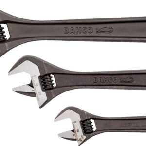 Bahco BHADJUST 3 ADJ3 Set of 3 Adjustable Wrenches (8070/8071 / 8072), Grey, 16 degree head angle