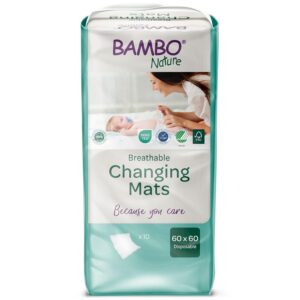 Bambo Nature Disposable Changing Mats, Size 60x60 cm, Pack of 10, Absorbency of 1000 ml, Disposable Changing Mat