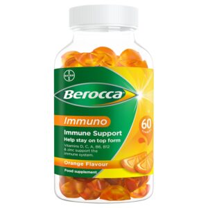 Berocca Immuno Multivitamin Gummies - Immune System Support Including Vitamin D, C, A, B-Complex (B6, B7, B12), E and Zinc - Supplement for Women, Men and Kids - 60 Gummies -...