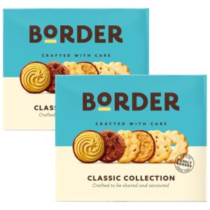 Border Biscuits Classic Collection Box 2×400 g | Assorted Biscuit Selection with Chocolate Viennese, Butterscotch Crunch, Shortbread Rings & More | Suitable for Vegetarians |...