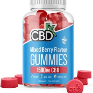 CBDfx 1500mg High Strength Mixed Berry CBD Gummies, 25mg per Gummy, Natural Sleep and Anxiety Support, Vegan Gummies No THC (60x Bottle)