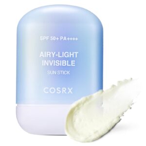 COSRX Airy-Light Invisible Sunscreen Stick – Soft Matte Finish, SPF 50+ PA++++, Zinc-PCA, No White Cast, For Face & Body, Korean Sunscreen, Sun Cream Stick, Sunblock 19g