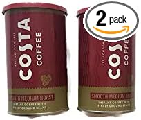 Costa Coffee Smooth Medium Roast Instant Coffee with Finely Ground Beans 2 Tin Bundle