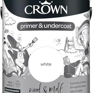 Crown Wood and MDF Primer and Undercoat, White (0.75 Liters)