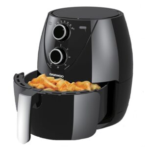 Daewoo 4L Manual Air Fryer – Family Size Oil-Free Air Fryer with 80-200°C Temperature Control, 30-Minute Timer, Energy Efficient, Healthy Cooking, Compact Stylish Kitchen Appliance